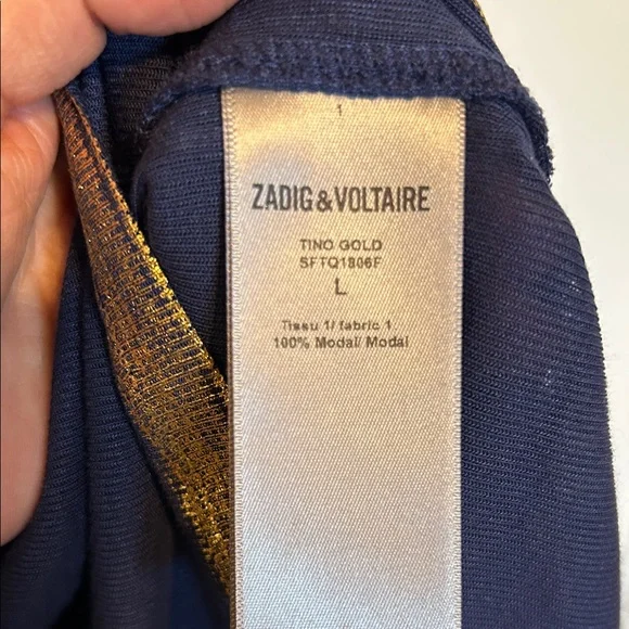 Zadig & Voltaire Navy and Gold Short Sleeve Top - Picture 5 of 5